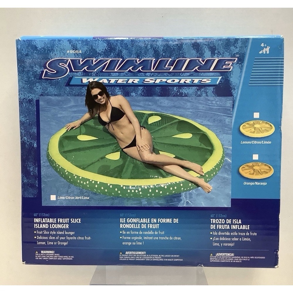 Swimline 9054 Fruit Slice Island Lounger Inflatable Pool Float Lime Green 60in‎